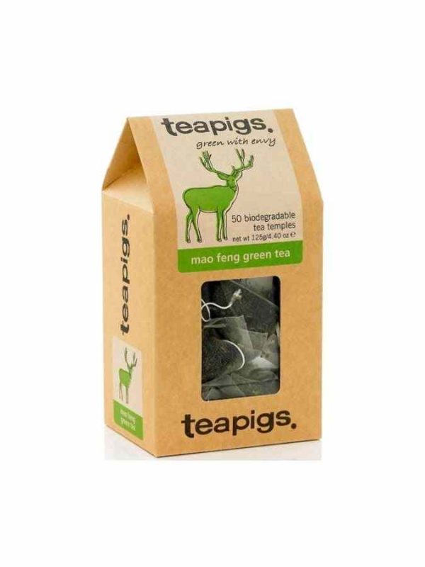 Organic Teapigs Mao Feng Green Tea Bags - Premium Loose Leaf Chinese Green Tea Infusion - 20 Sachets for a Relaxing Tea Time Experience