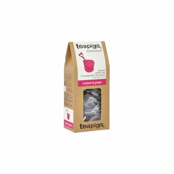 Teapigs Rhubarb and Ginger Tea - A delightful blend of flavors in 15 premium tea bags for a refreshing tea experience at home.
