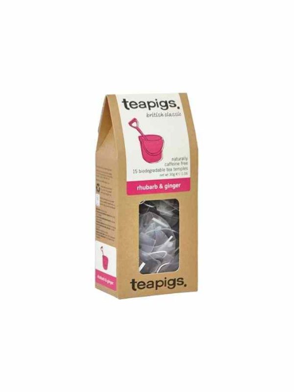 Teapigs Rhubarb and Ginger Tea - A delightful blend of flavors in 15 premium tea bags for a refreshing tea experience at home.