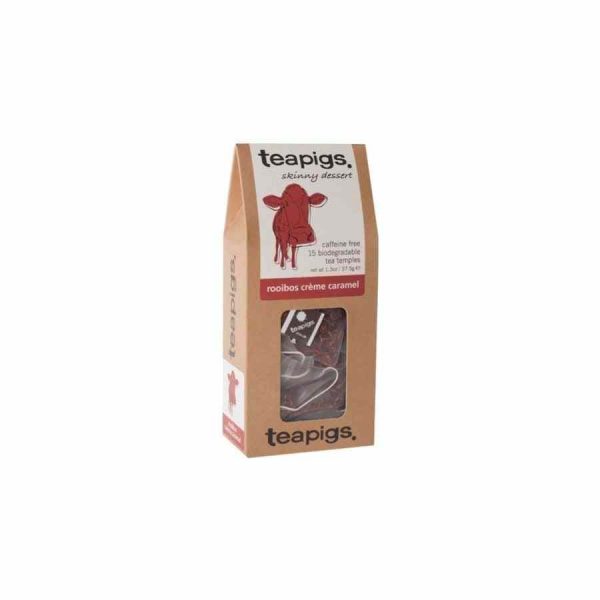 Indulge in Teapigs Rooibos Crème Caramel 15 Tea Bags: a creamy caramel-infused blend of premium Rooibos tea, a delightful treat for tea lovers.