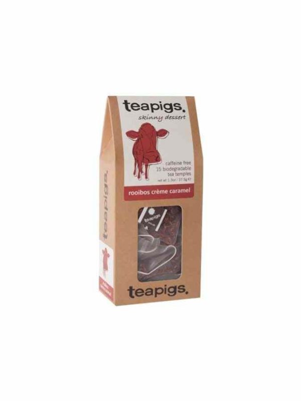 Indulge in Teapigs Rooibos Crème Caramel 15 Tea Bags: a creamy caramel-infused blend of premium Rooibos tea, a delightful treat for tea lovers.