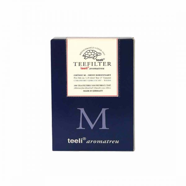 Pack of 100 Teeli Aromatreu® White Tea Filters (Size M) for a refreshing and delicate tea experience. Convenient, high-quality filters for tea lovers.