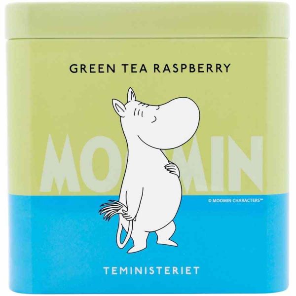 Discover Teministeriet Moomin Green Tea with Raspberry Loose Leaf 100g - a delightful blend for a refreshing and aromatic tea experience.