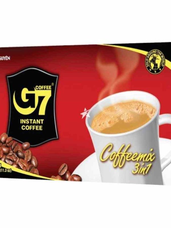 Indulge in the rich flavors of Trung Nguyen G7 Gourmet Instant Coffee 3 in 1 with 20 sachets, perfect for a convenient and luxurious coffee experience!