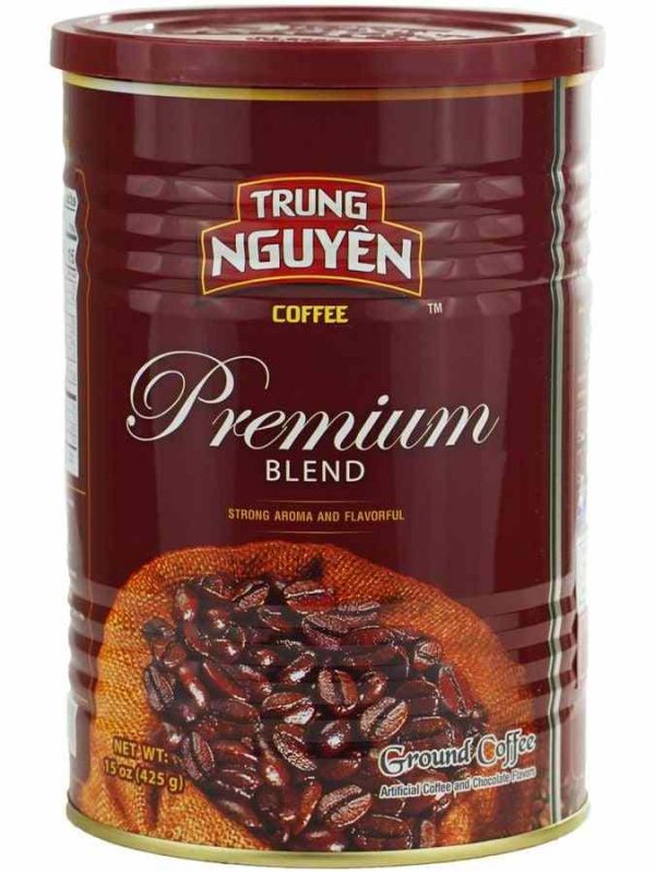 Indulge in the rich flavors of Trung Nguyen Premium Blend Ground Vietnamese Coffee, 425g tin - a taste of authentic Vietnamese coffee excellence.