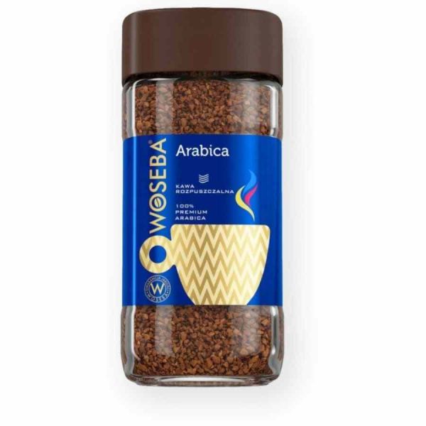 Indulge in the rich flavor of Woseba Arabica Instant Coffee 100 g - your perfect morning companion brewed to perfection.